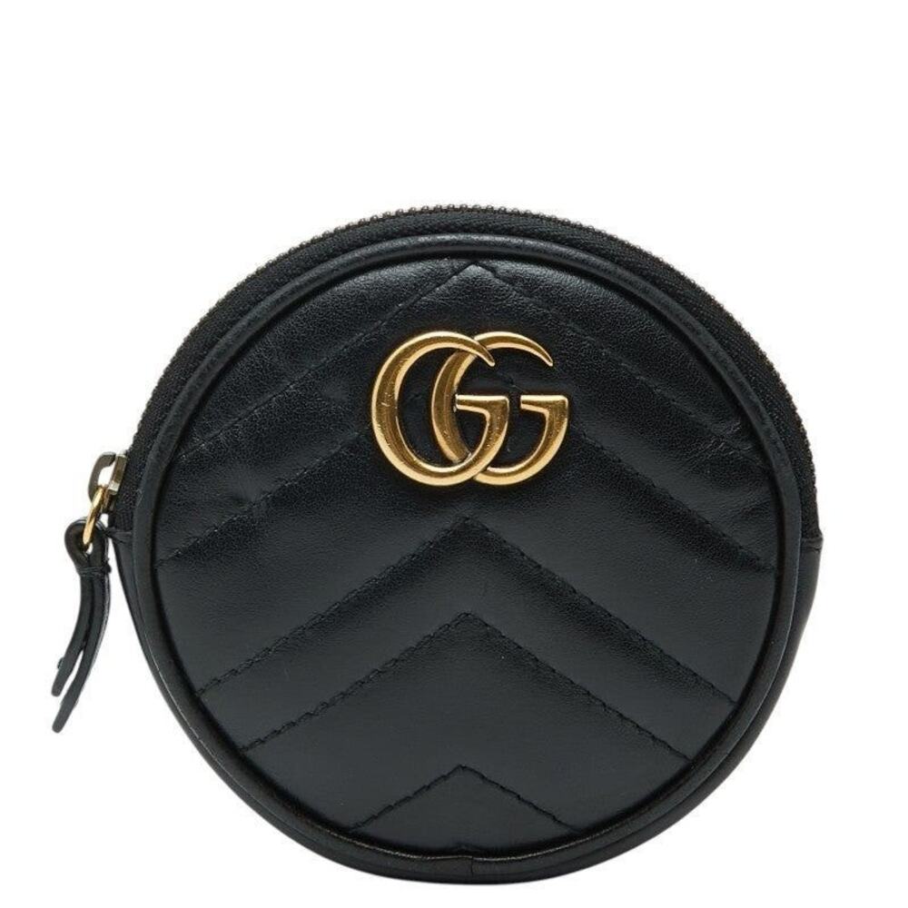 Gucci GG Marmont Matelasse Heart Leather Coin Purse Black